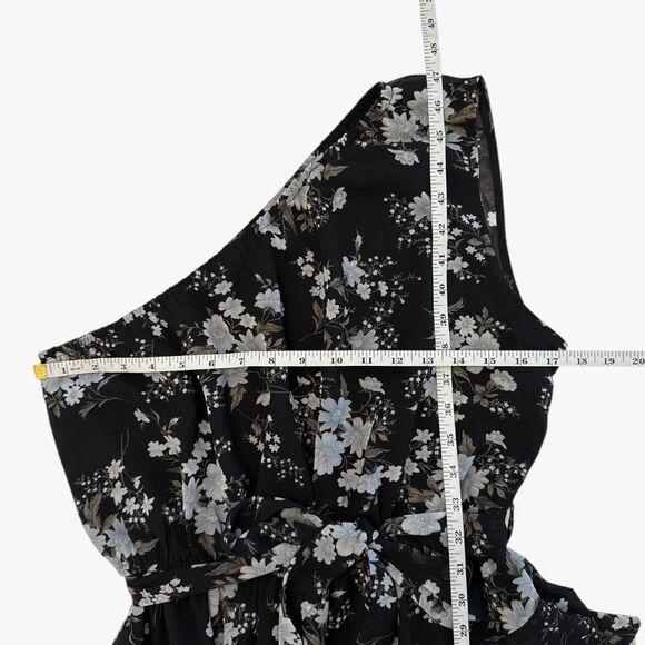 Petal & Pup One Shoulder Tiered Midi Dress in Black Floral Sz L Cocktail Party - Picture 4 of 6